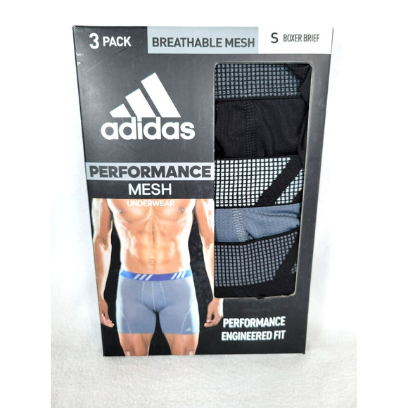 adidas Other - Adidas Mens 3-Pack Boxer Brief Underwear Size Small Black 5" Inseam Mesh Active